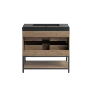Brookwood 36 in. Natural Brown Vanity with Engineered Stone Top