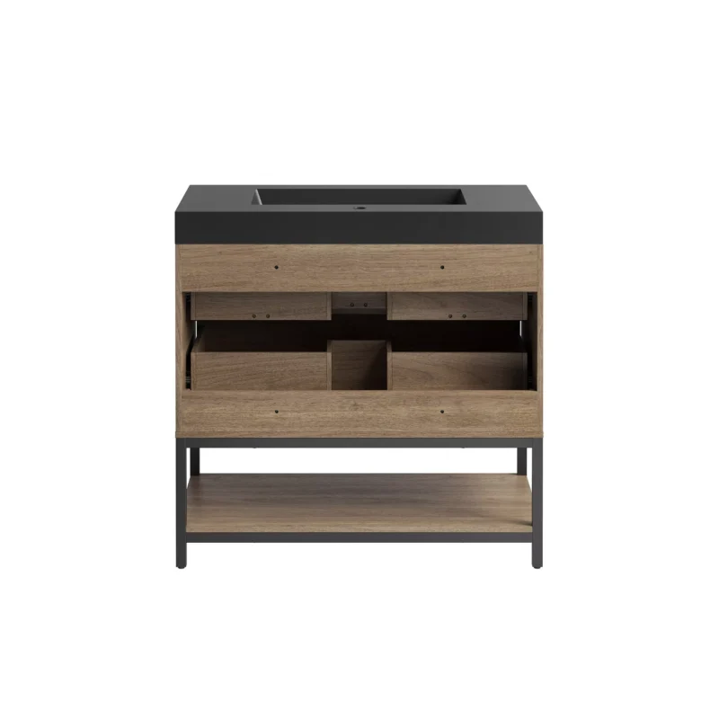 Brookwood 36 in. Natural Brown Vanity with Engineered Stone Top