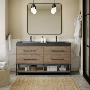Brookwood 60 in. Natural Brown Vanity with Engineered Stone Top